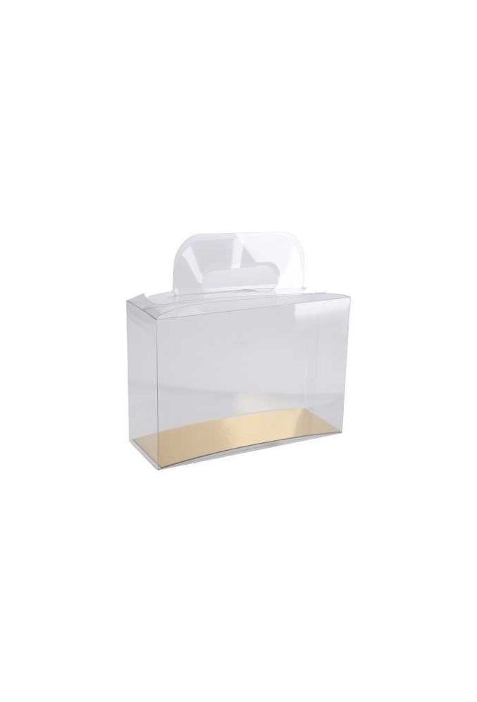 Transparant Cadeaudoosjes Koffer & Gouden Bodem 18x6.5x12.6cm 100stuks