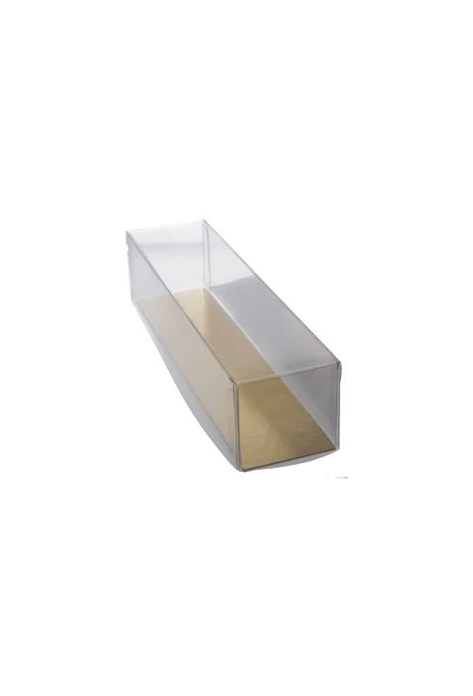 Transparant Macarondoos & Gouden Bodem 18.5x4.5x4.5cm 100stuks