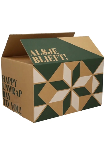 Kerstpakketdozen Een Kadoosje voor Jou Kraft Groen Wit 39x29x23.2cm 15stuks
