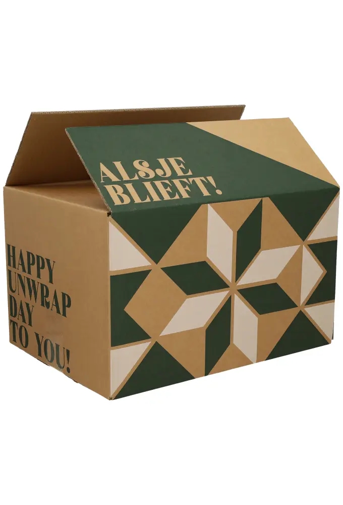 Kerstpakketdozen Een Kadoosje voor Jou Kraft Groen Wit 49x39x20cm 15stuks