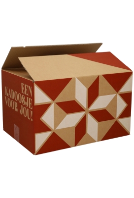 Kerstpakketdozen Een Kadoosje voor Jou Kraft Rood Wit 45x35x23cm 15stuks