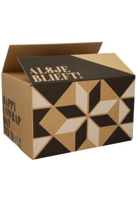 Kerstpakketdozen Een Kadoosje voor Jou Kraft Zwart Wit 39x29x13cm 15stuks