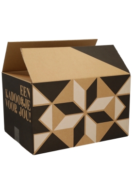 Kerstpakketdozen Een Kadoosje voor Jou Kraft Zwart Wit 39x29x17.5cm 15stuks