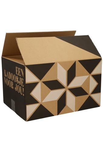 Kerstpakketdozen Een Kadoosje voor Jou Kraft Zwart Wit 49x39x20cm 15stuks