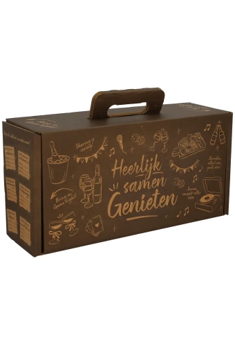 Geschenkdozen Draag Borreldoos Black & Kraft 39x20x12cm 15stuks