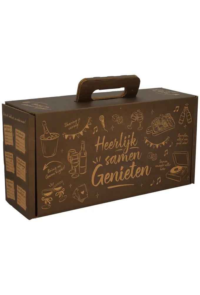 Geschenkdozen Draag Borreldoos Black & Kraft 39x20x12cm 15stuks