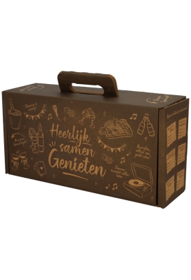 Geschenkdozen Draag Borreldoos Black & Kraft 39x20x12cm 15stuks