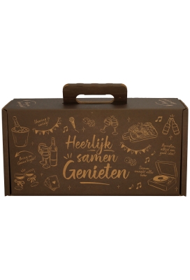 Geschenkdozen Draag Borreldoos Black & Kraft 39x20x12cm 15stuks
