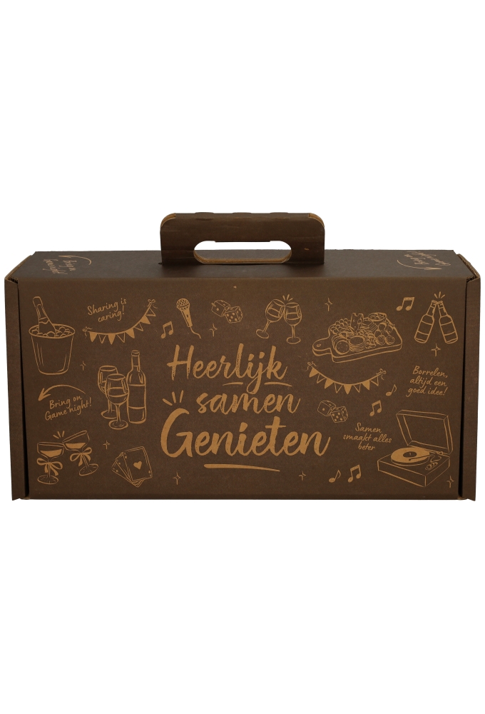 Geschenkdozen Draag Borreldoos Black & Kraft 39x20x12cm 15stuks