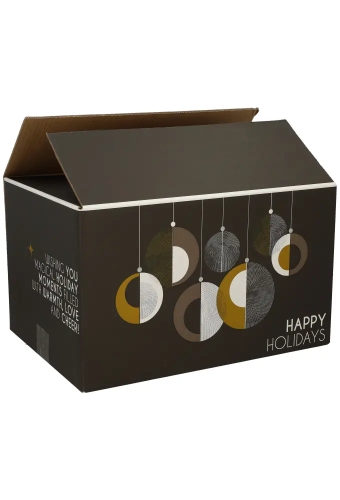 Kerstpakketdozen Happy Holidays Zwart 39x29x13cm 15stuks
