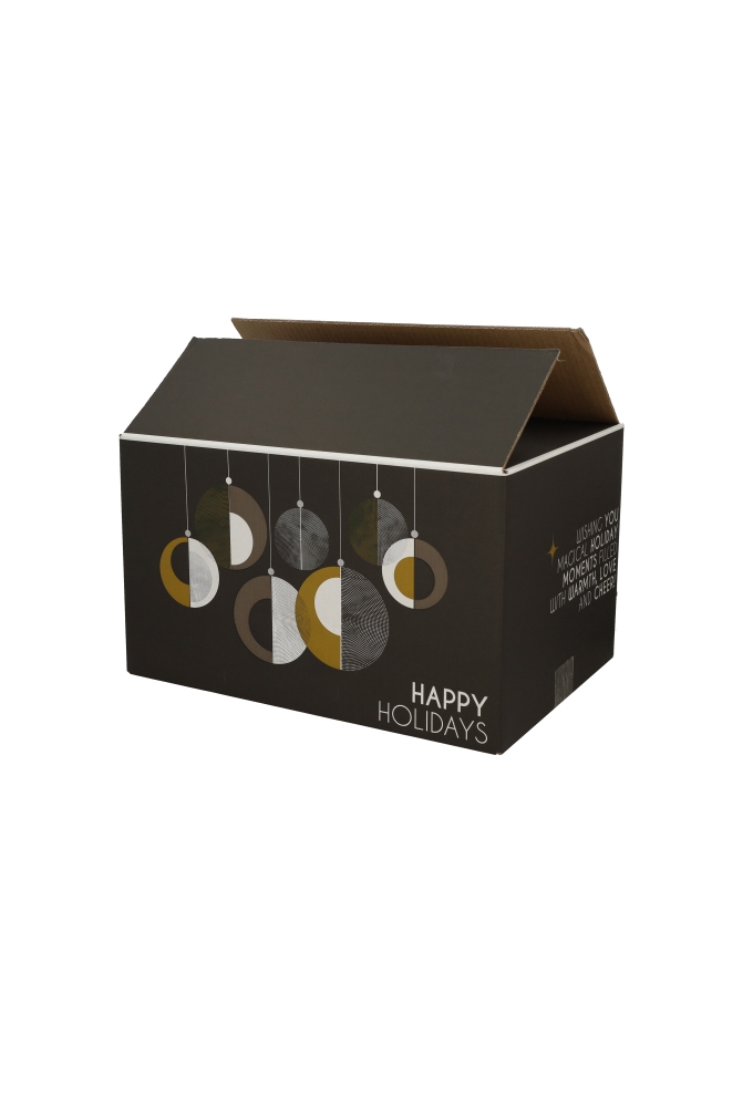Kerstpakketdozen Happy Holidays Zwart 39x29x20cm 15stuks