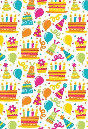 Geschenkpapier Trendy birthday hats & cakes 60cm x 200meter