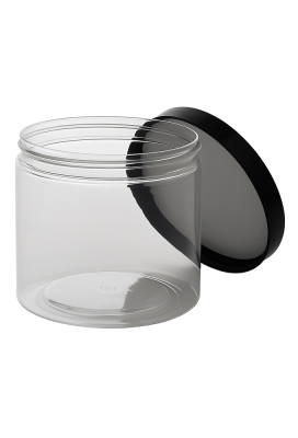 Plastic Potje Met Zwart Schroefdeksel 9.8x10cm inhoud 600ml 6stuks