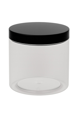 Plastic Potje Met Zwart Schroefdeksel 9.8x10cm inhoud 600ml 6stuks