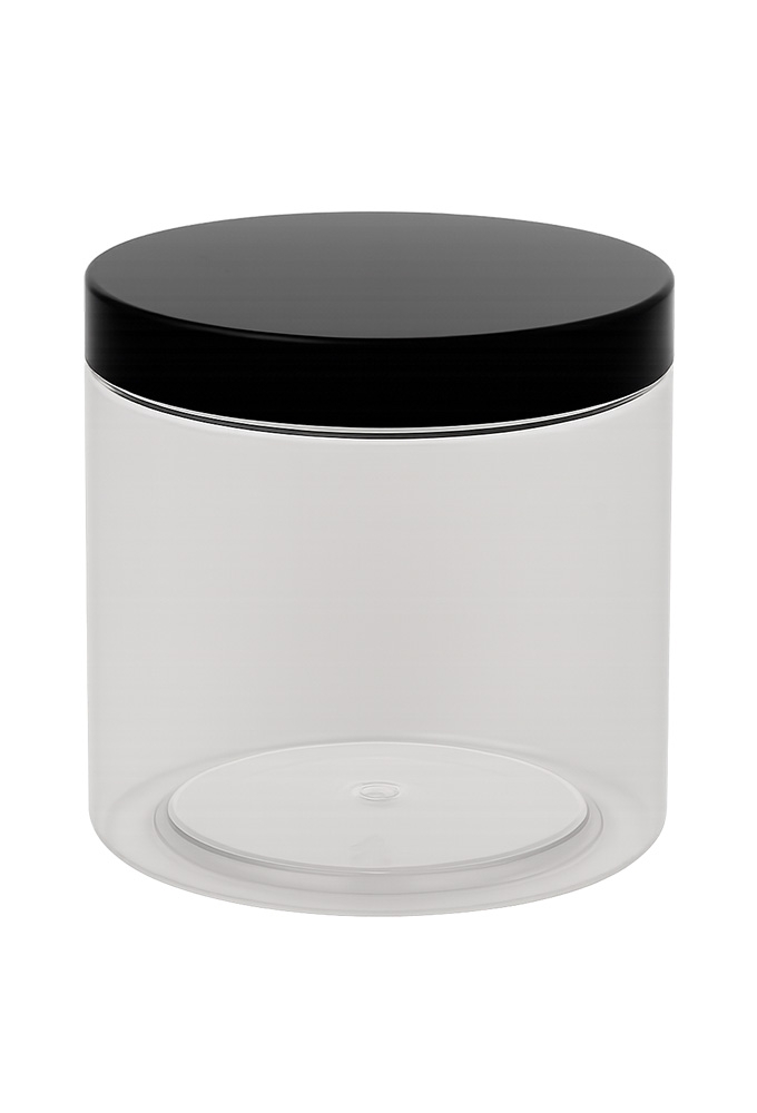 Plastic Potje Met Zwart Schroefdeksel 9.8x10cm inhoud 600ml 6stuks