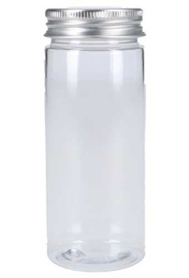 Plastic Potje Met Zilveren Schroefdeksel 4x10cm inhoud 95ml  6stuks