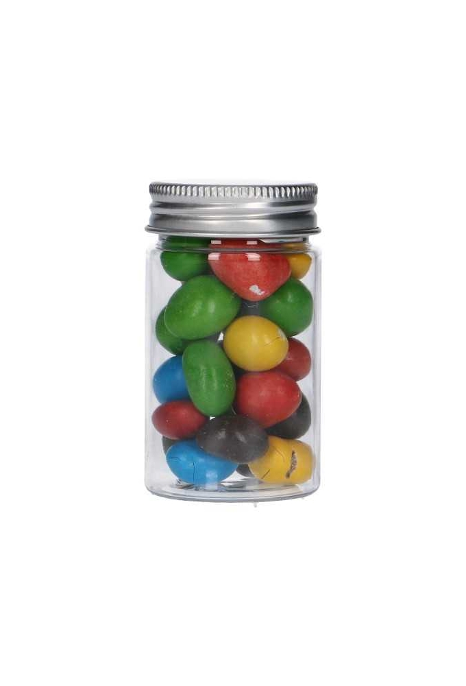 Plastic Potje Met Zilveren Schroefdeksel 4x7cm inhoud 60ml 6stuks