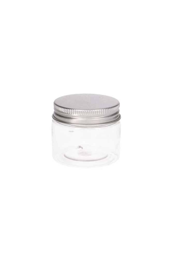 Plastic Potje Met Zilveren Schroefdeksel 5x4cm inhoud 50ml 12stuks