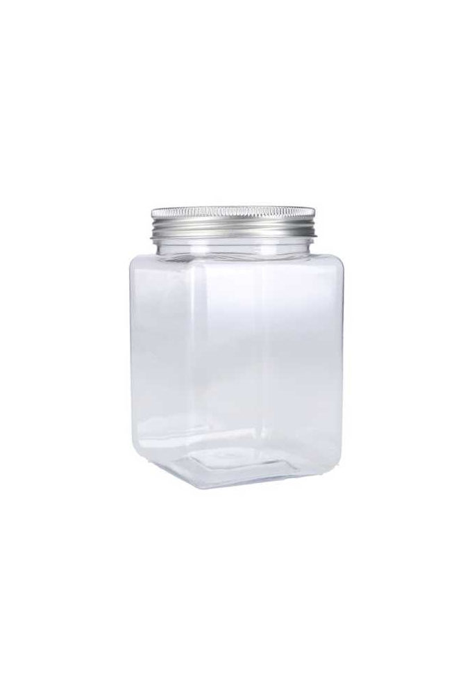 Plastic Potje Met Zilveren Schroefdeksel 7.5x7.5x11.7cm 6stuks