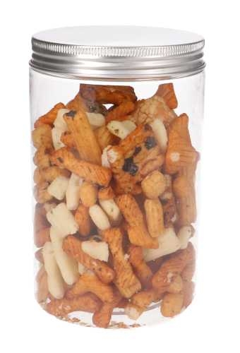 Plastic Potje Met Zilveren Schroefdeksel 9.25x14.5cm inhoud 800ml 6st