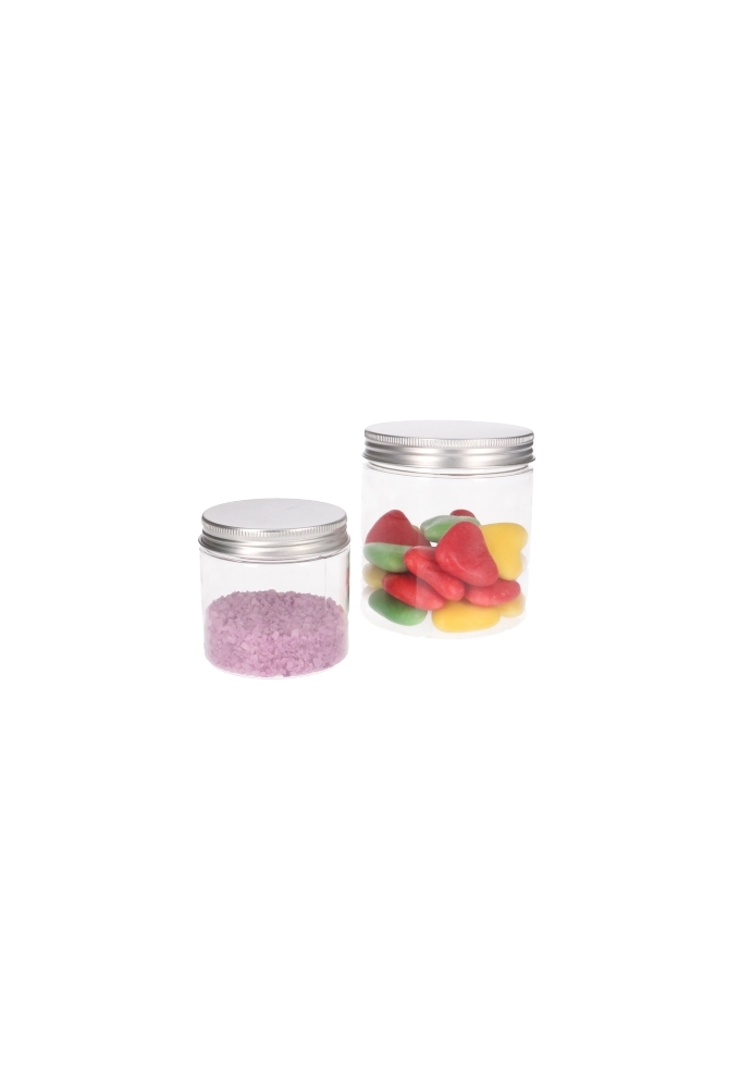 Plastic Potje Met Zilveren Schroefdeksel 9.5x10cm inhoud 515ml 6stuks