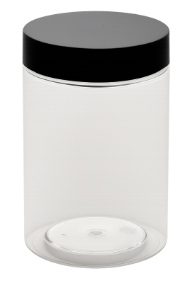 Plastic Potje Met Zwart Schroefdeksel 6.5x10cm inhoud 255ml 6stuks