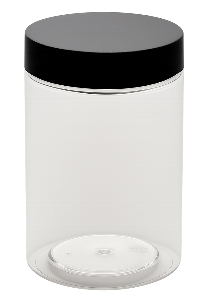 Plastic Potje Met Zwart Schroefdeksel 6.5x10cm inhoud 255ml 6stuks