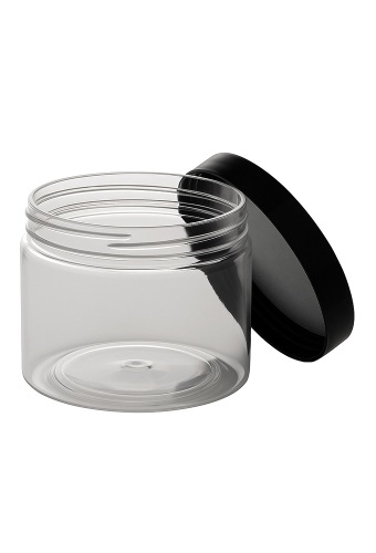 Plastic Potje Met Zwart Schroefdeksel 8.5x6.5cm inhoud 255ml 6stuks