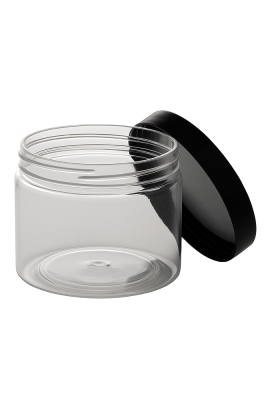 Plastic Potje Met Zwart Schroefdeksel 8.5x6.5cm inhoud 255ml 6stuks