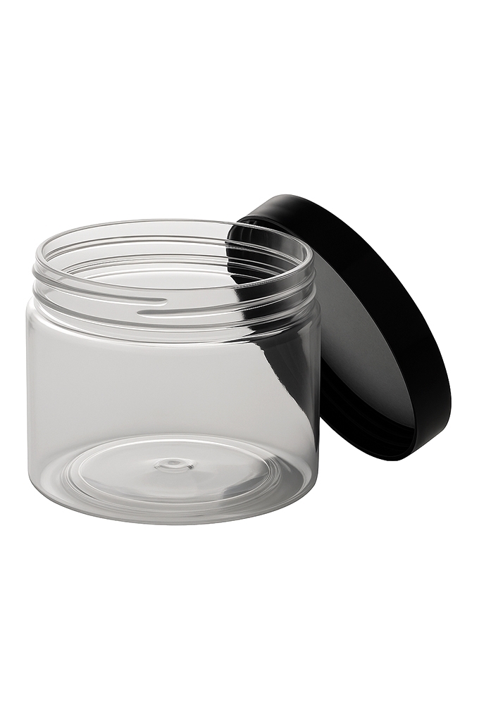 Plastic Potje Met Zwart Schroefdeksel 8.5x6.5cm inhoud 255ml 6stuks