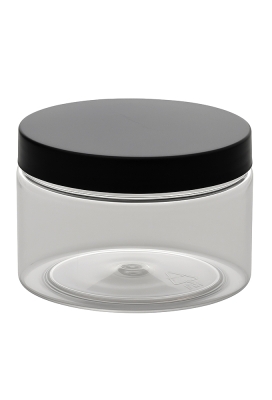 Plastic Potje Met Zwart Schroefdeksel 8.5x6.5cm inhoud 255ml 6stuks