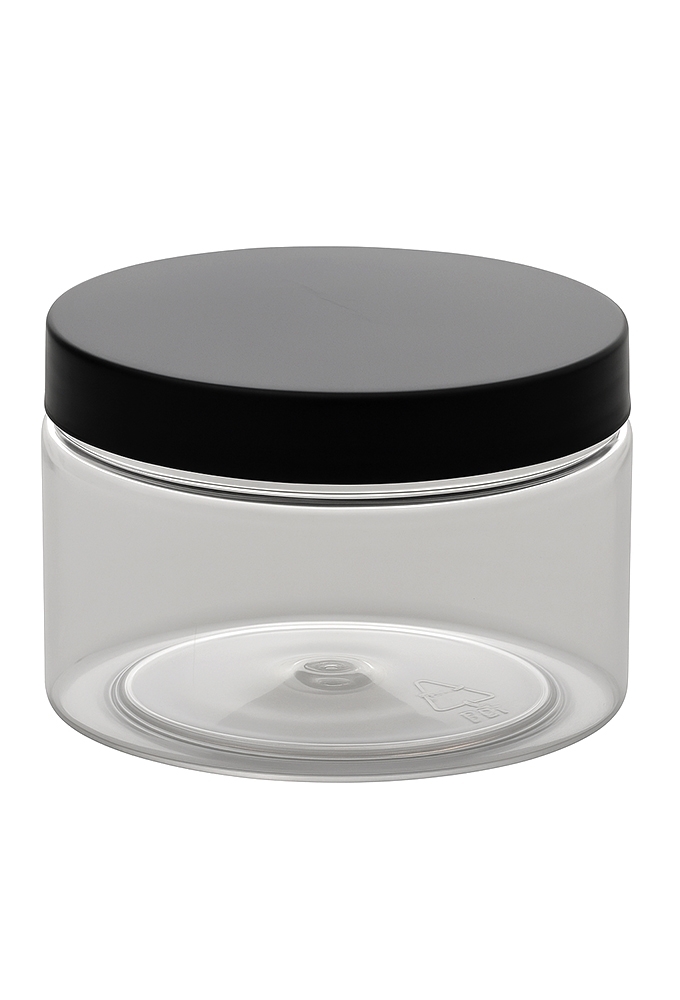 Plastic Potje Met Zwart Schroefdeksel 8.5x6.5cm inhoud 255ml 6stuks