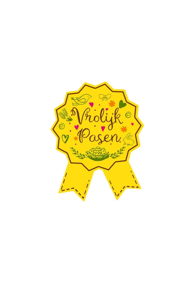 Etiketten Cadeauzegel Pasen Vrolijk Pasen Geel 4x5cm 500stuks