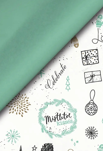 Kerstpapier Trendy Dubbelzijdig Minty Holiday Cheer 30cm x 100meter