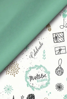 Kerstpapier Trendy Dubbelzijdig Minty Holiday Cheer 50cm x 100meter