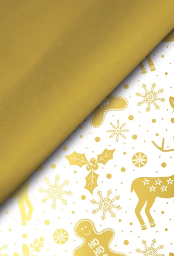 Kerstpapier Trendy Dubbelzijdig Golden Winter Magic 50cm x 100meter