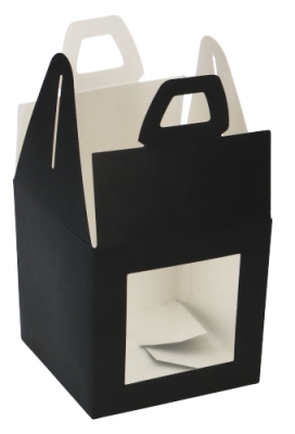 Kubusdoosje Met Venster & Hengsel Zwart Mat 10x10x10cm 25stuks OP IS OP