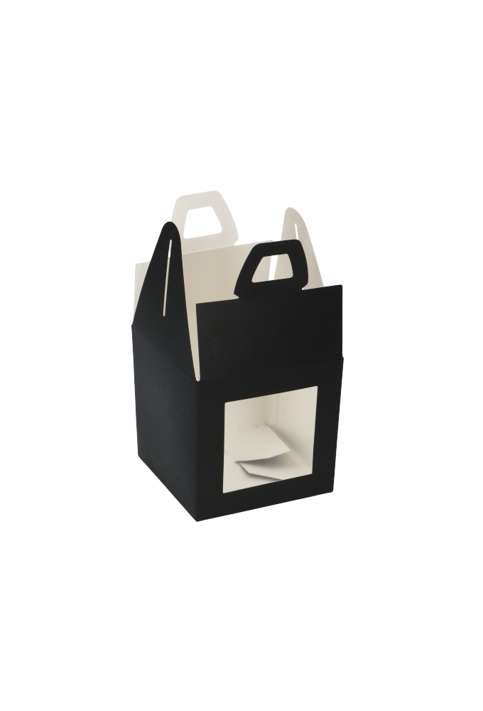 Kubusdoosje Met Venster & Hengsel Zwart Mat 10x10x10cm 25stuks OP IS OP