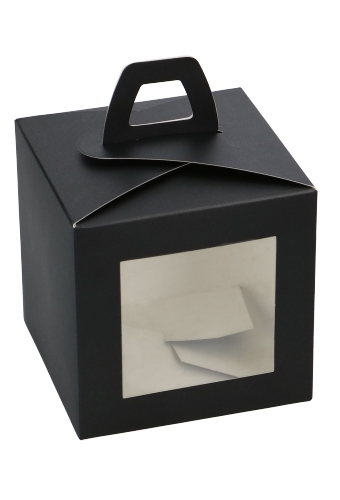 Kubusdoosje Met Venster & Hengsel Zwart Mat 10x10x10cm 25stuks OP IS OP