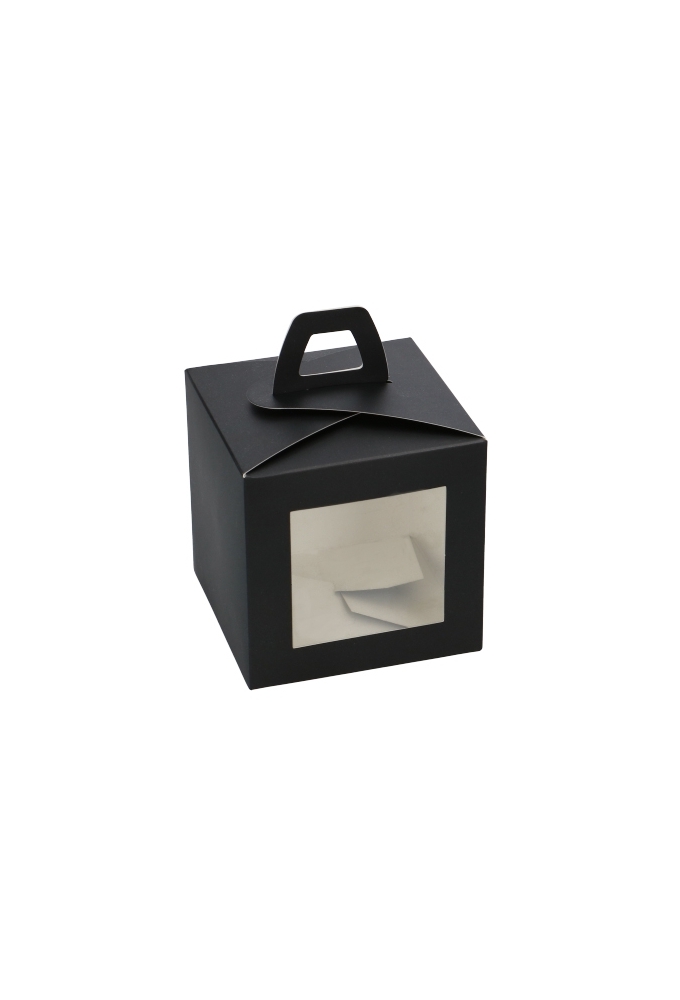 Kubusdoosje Met Venster & Hengsel Zwart Mat 10x10x10cm 25stuks OP IS OP