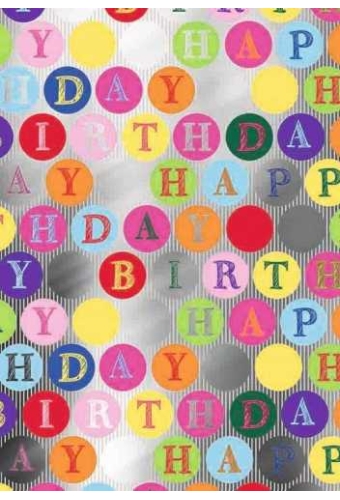 Kadopapier Metallic Birthday Circles Multi Color 70cm x 100meter