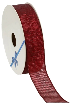 Geschenklint Gaas Glossy Bordeaux IJzerdraad 25mm x 15meter