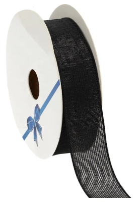 Geschenklint Gaas Glossy Zwart IJzerdraad 25mm x 15meter