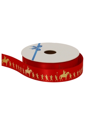 Luxe Satijnlint Sint Met Paard & Pietjes Rood 23mm x 25meter
