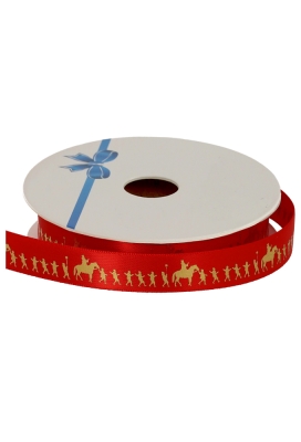 Luxe Satijnlint Sint Met Paard & Pietjes Rood 15mm x 25meter