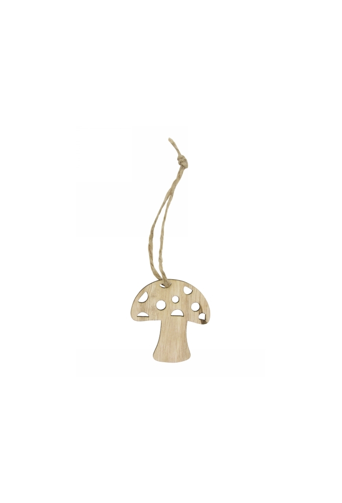 Houten Decoratie Paddenstoel Met Koord 5.2x4.6cm 24stuks