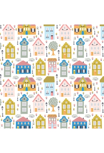 Geschenkpapier Wit Kraft Storybook Village  70cm x 200meter