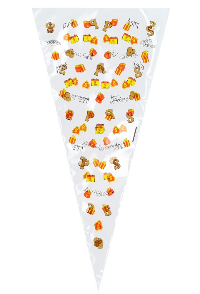 Snoepzak & Puntzak Sint Met Opdruk 18x37cm 100stuks