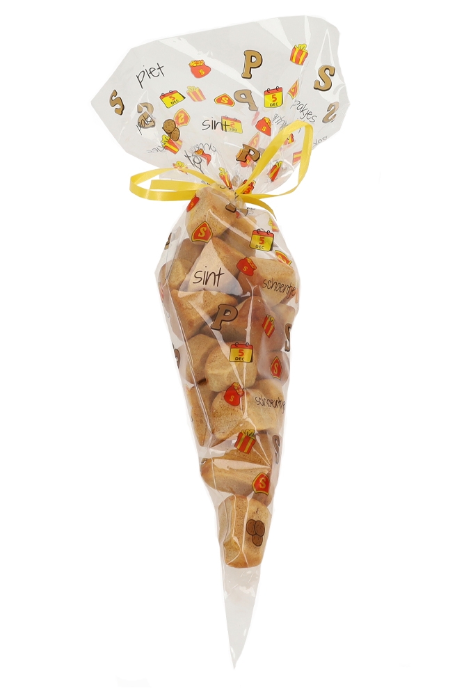 Snoepzak & Puntzak Sint Met Opdruk 18x37cm 100stuks