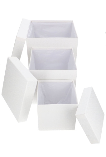 LUXE KANT & KLARE Flowerbox Latemar Wit Groot Vierkant Set van 3 stuks  OP IS OP